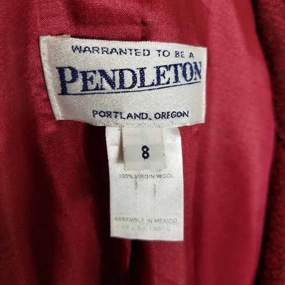 Pendleton Womens Coat SZ 8 Red Wool Harringbone - Picture 4 of 8